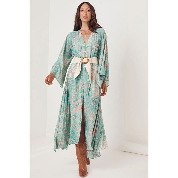 NWT Farrah Half Moon Gown in Aqua Size Xs - Picture 5 of 10